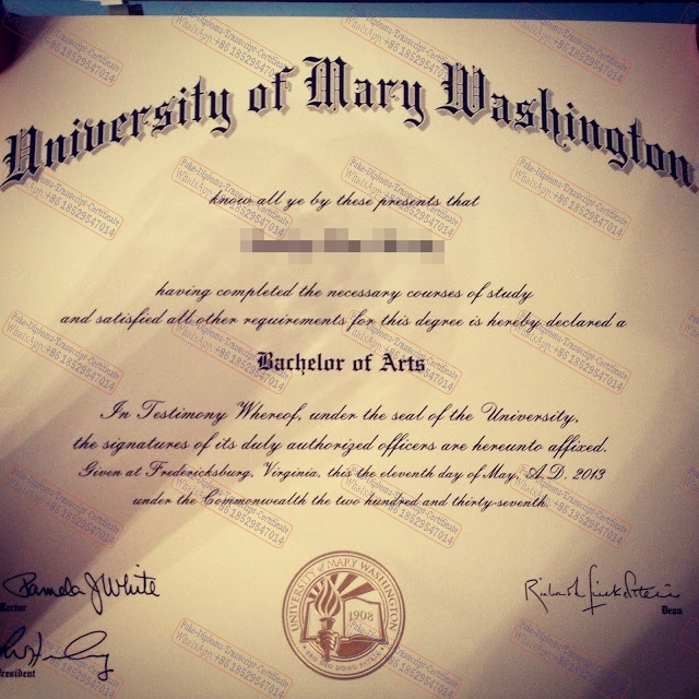 Fake University of Mary Washington Certificate