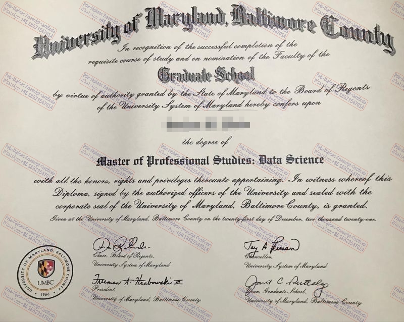 Fake University of Maryland, Baltimore County Diploma