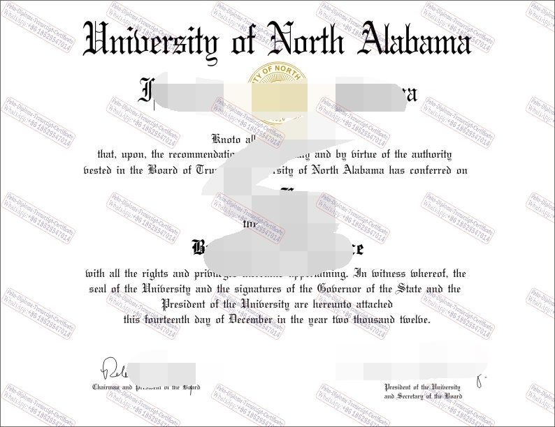 Fake University of North Alabama Diploma