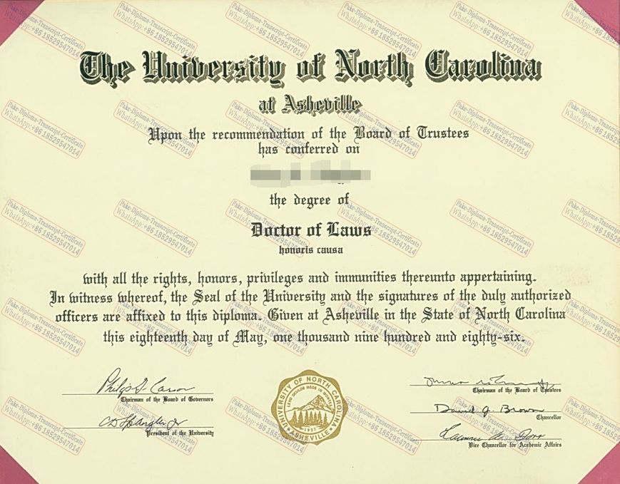 Fake University of North Carolina at Asheville Degree