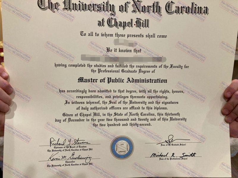 Fake University of North Carolina at Chapel Hill Certificate