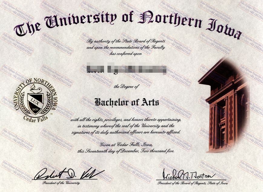 Fake University of Northern lowa Degree