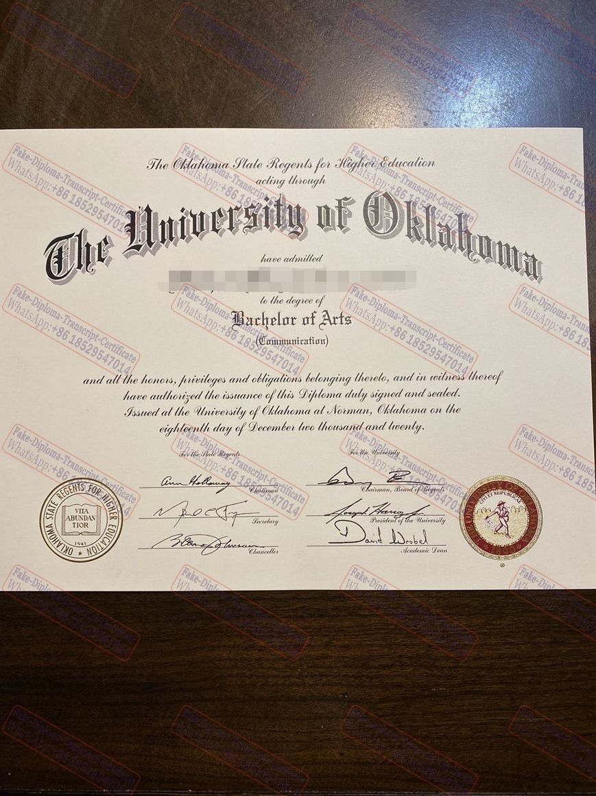 Fake University of Oklahoma Certificate