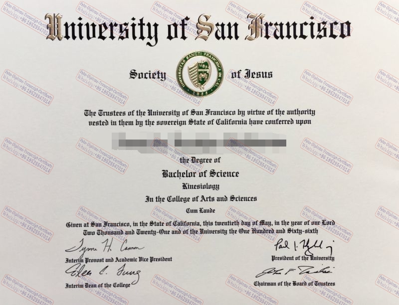 Fake University of San Francisco Certificate