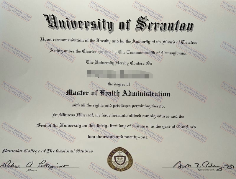 Fake University of Scranton Certificate