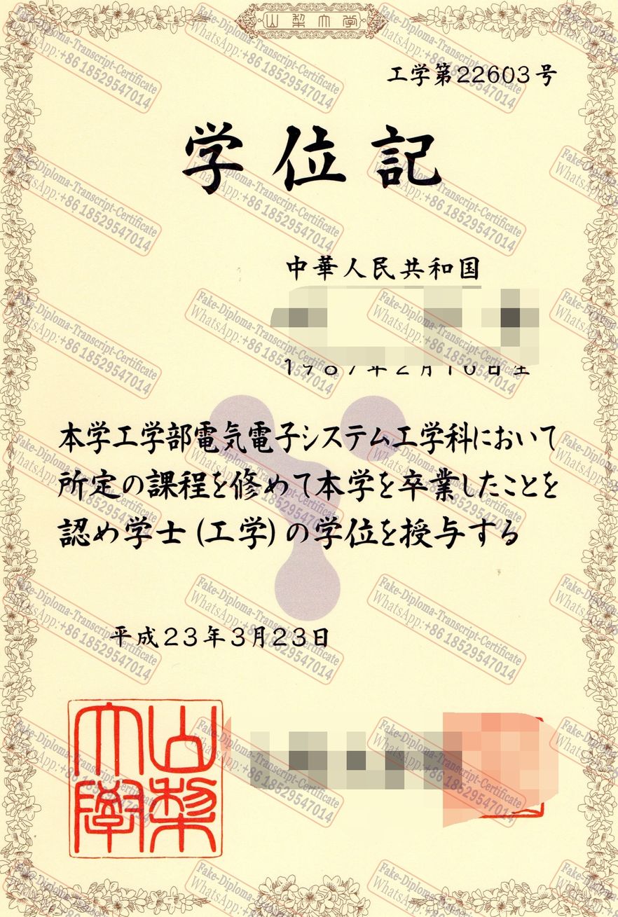 Fake University of Yamanashi Diploma