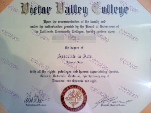 Fake Victor Valley College Certificate