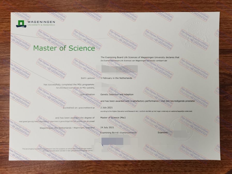 Fake Wageningen University Research Diploma