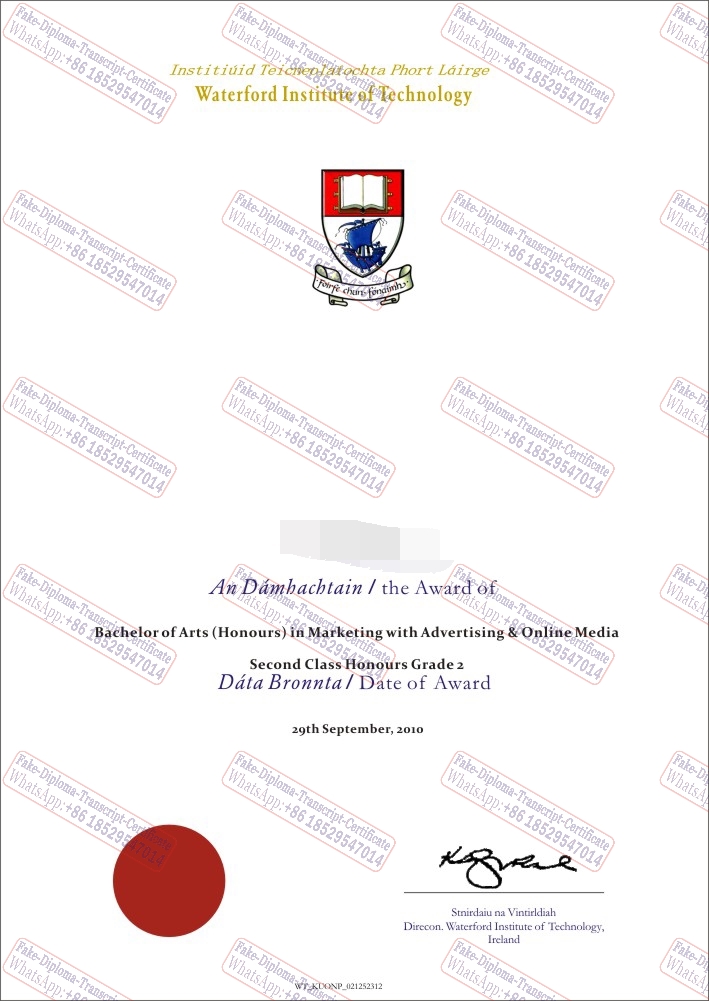 Fake Waterford Institute of Technology Certificate