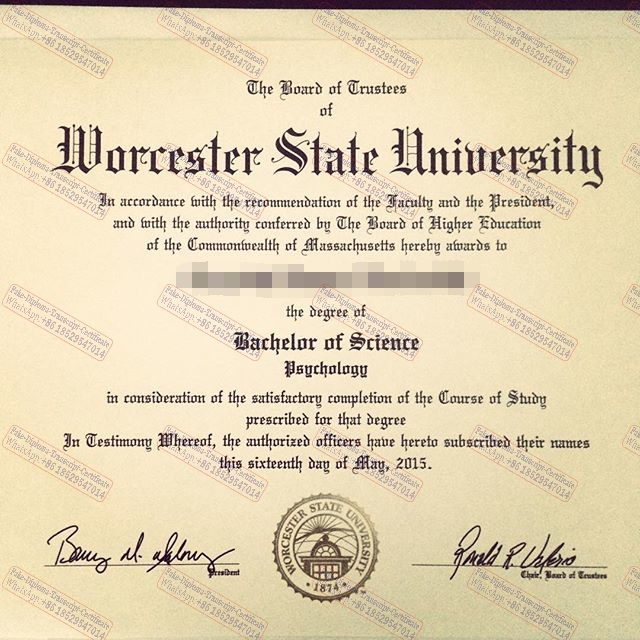 Fake Worcester State University Certificate