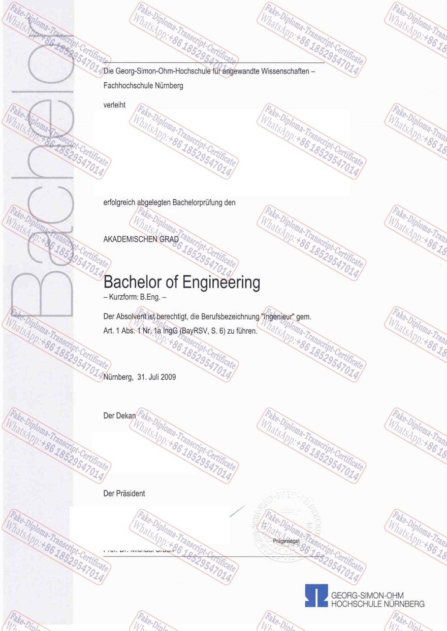 How Buy Fake Georg Simon Ohm Hochschule Nürnberg Certificate