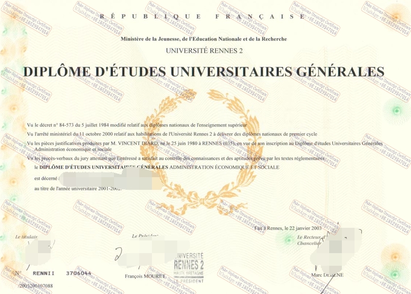 How Buy Fake Université Rennes 2 DEUG Diploma