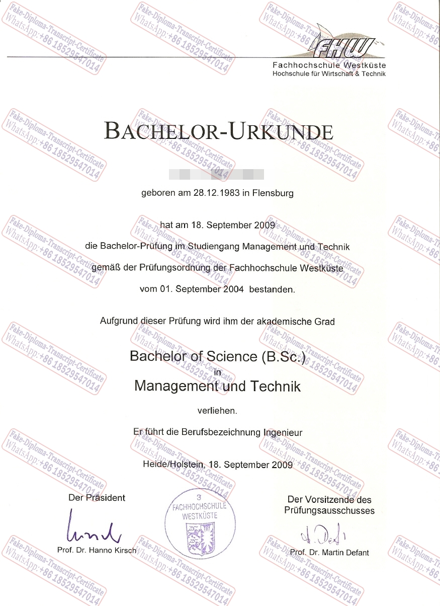 How to buy fake Fachhochschule Westküste Certificate