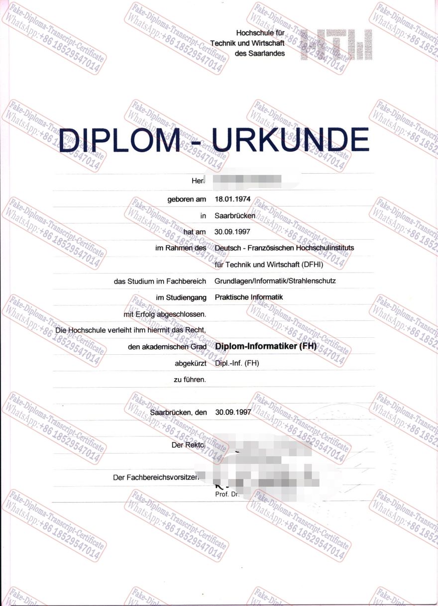 How to buy fake Hochschule für Technik und Wirtschaft des Saarlandes Diploma