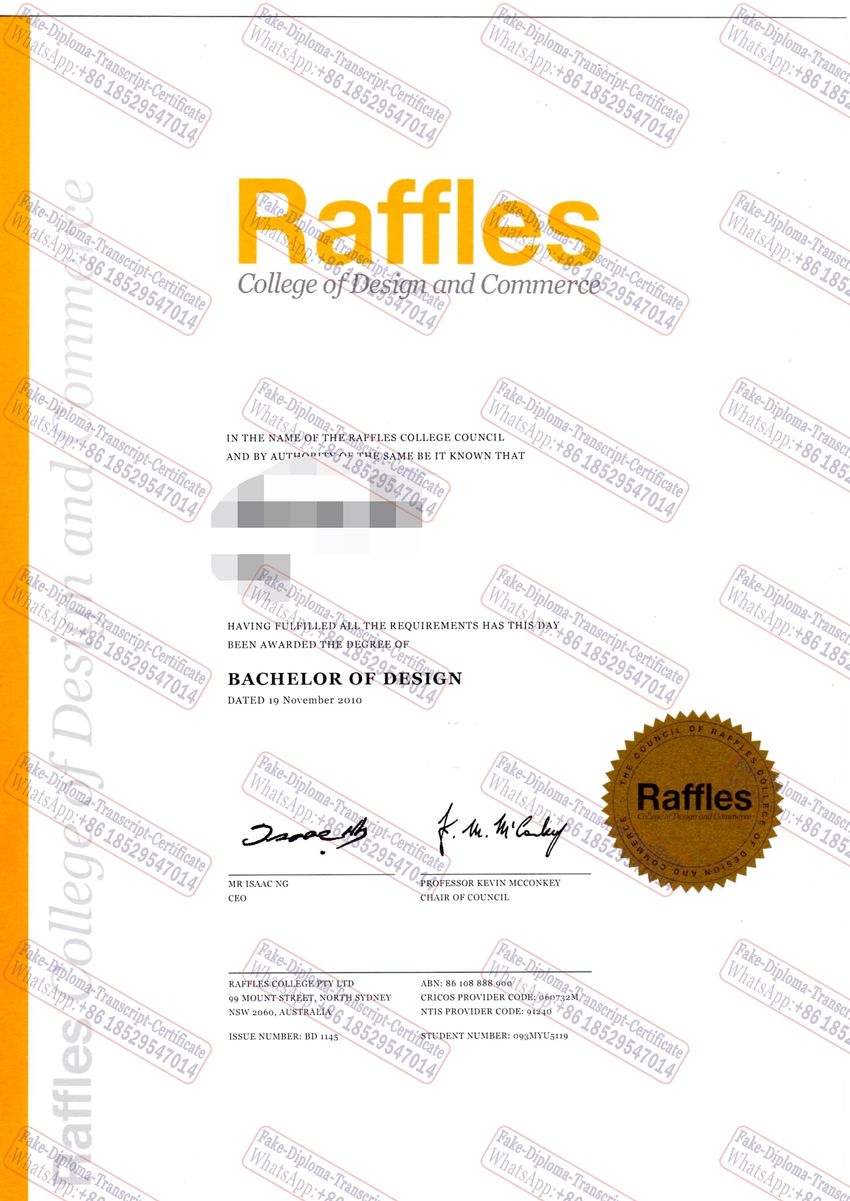 How to buy fake Raffles College of Design Commerce Diploma