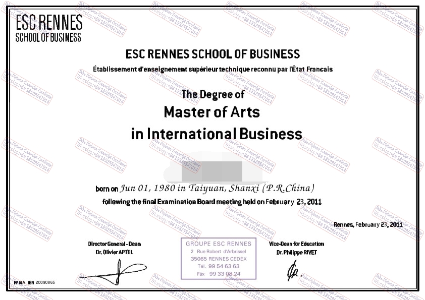 How to create fake ESC Rennes School of Business Certificate