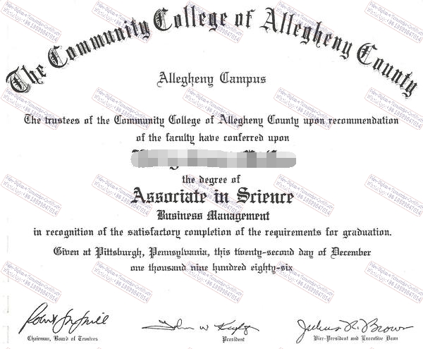 How to create fake Make fake Community College of Allegheny County Diploma Certificate