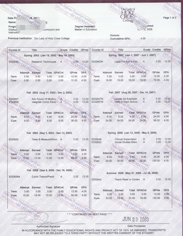 How to create fake Our Lady of Holy Cross College Diploma