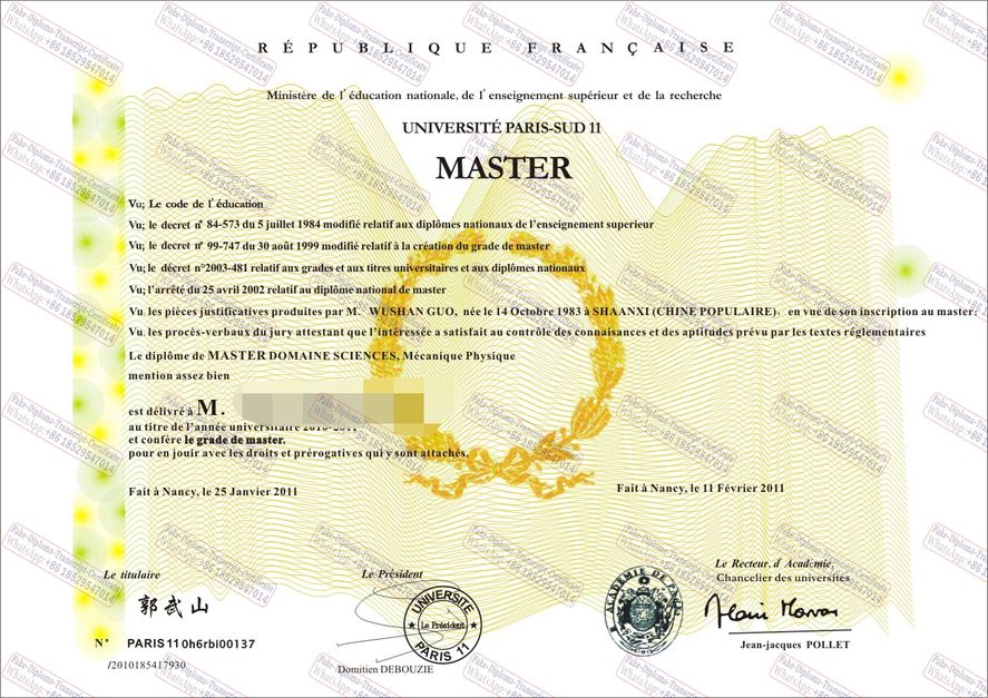 How to create fake Université Paris sud 11 Certificate