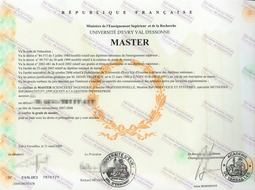 How to create fake Université dEvry val d Essonne Certificate