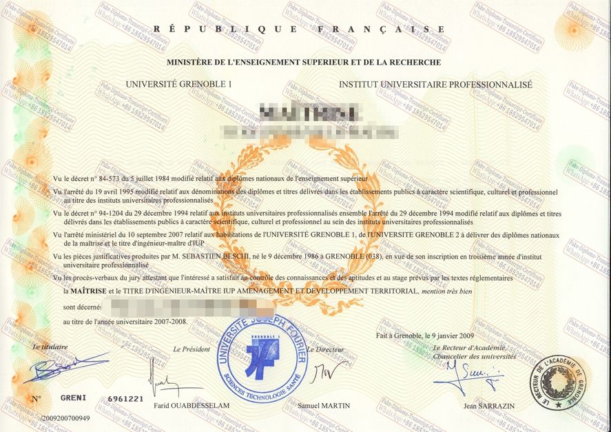 How to order fake Grenoble University Professional University College Certificate