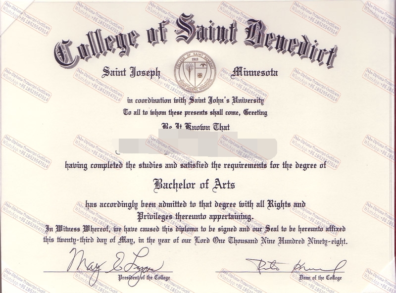 How to order fake Purchase phony College of St. Benedict Diploma Certificate