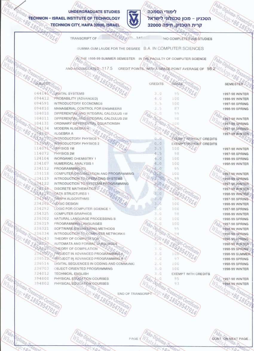 How to order fake Technion Israel Institute of Technology Degree