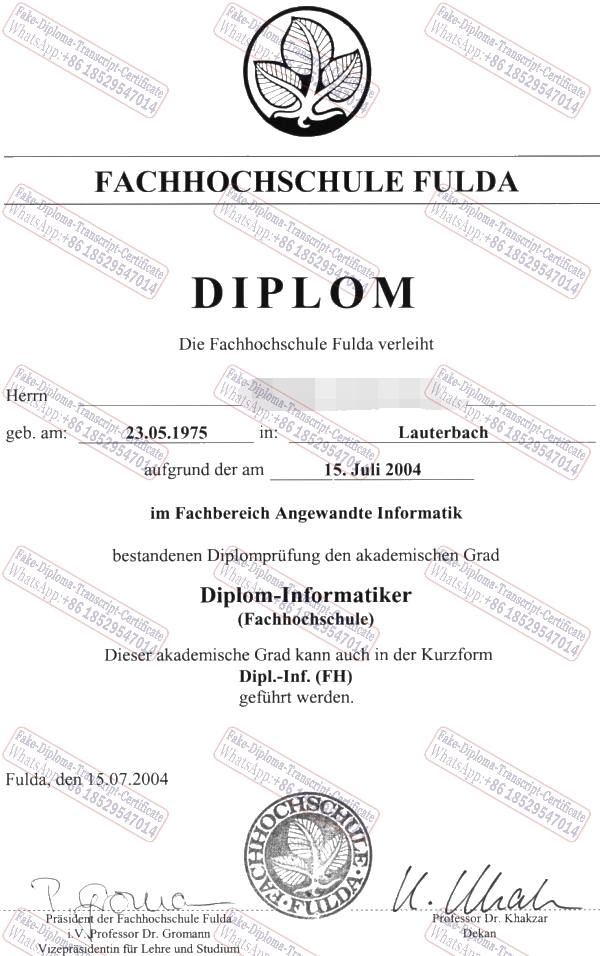 How to purchase fake Fachhochschule Fulda Certificate