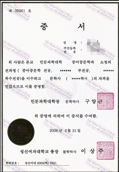 How to purchase fake Sungshin Womens University Certificate