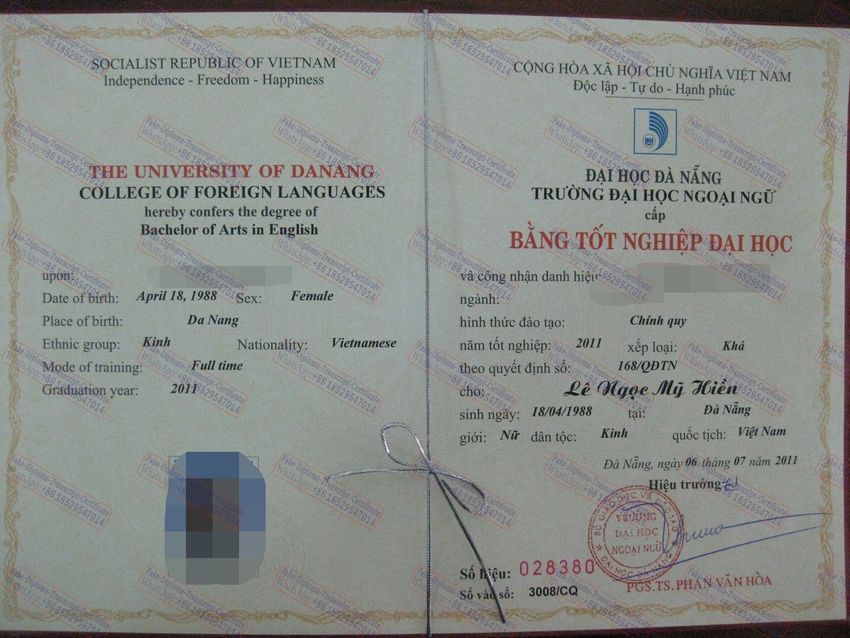 How to purchase fake The University of Danang Certificate