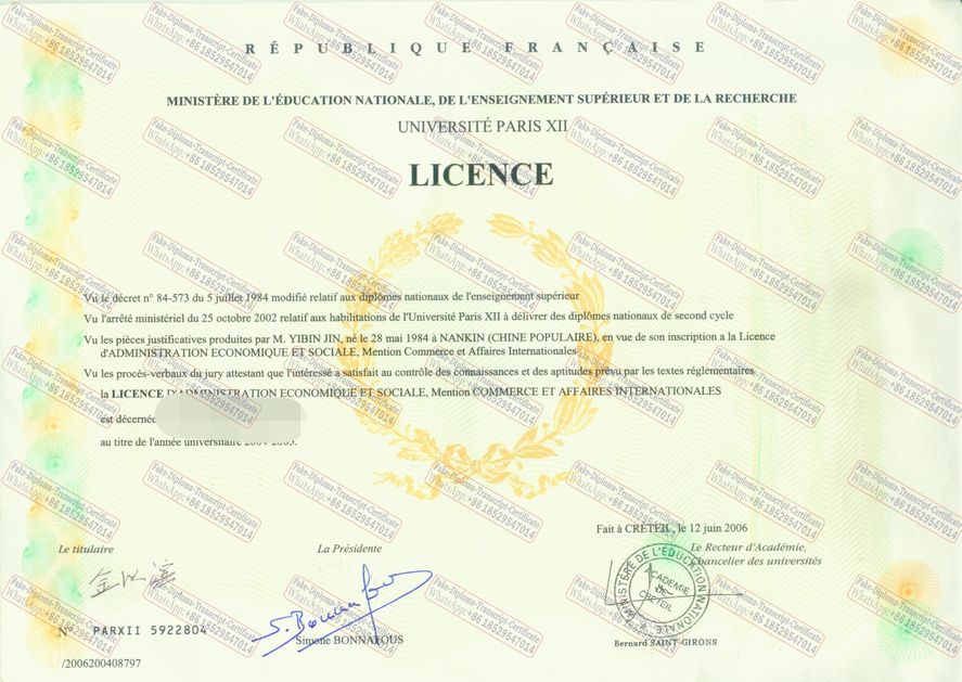 How to purchase fake Université Paris XII Certificate