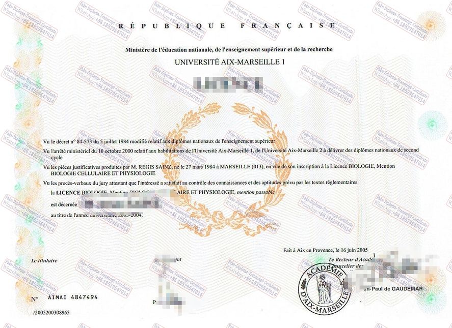 How to purchase fake Université dAix Marseille 1 Certificate