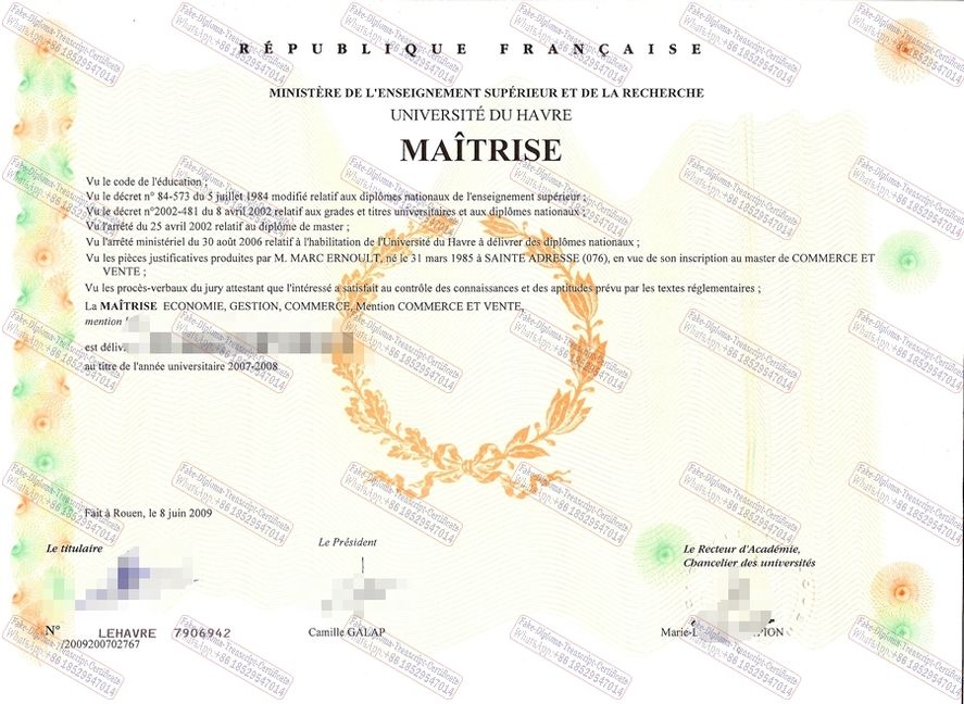 Is it possible to buy fake Université du Havre Degree