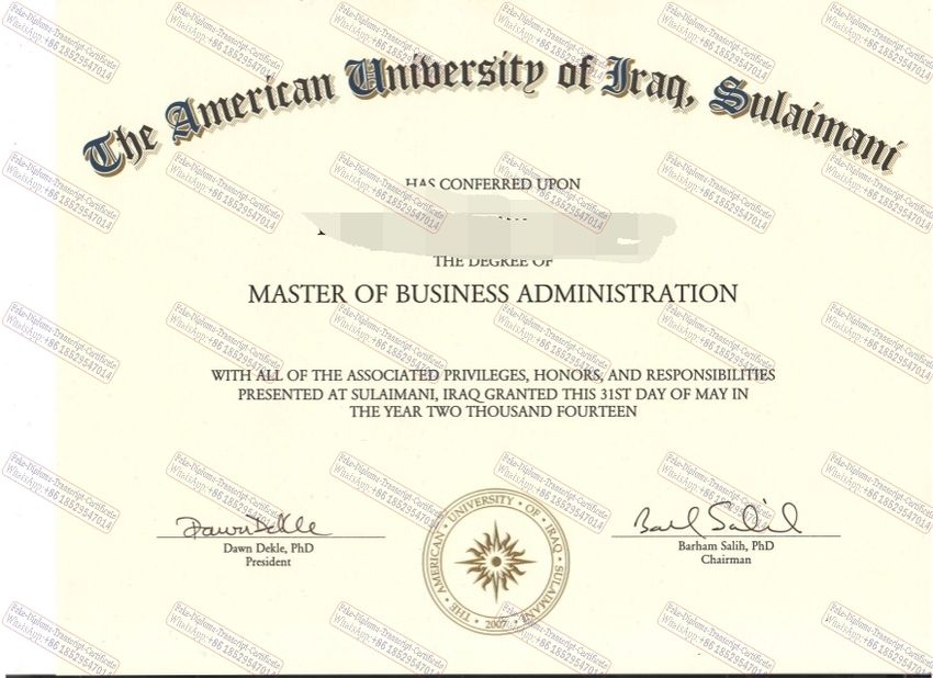 Make fake American University of Iraq Sulaimani Certificate