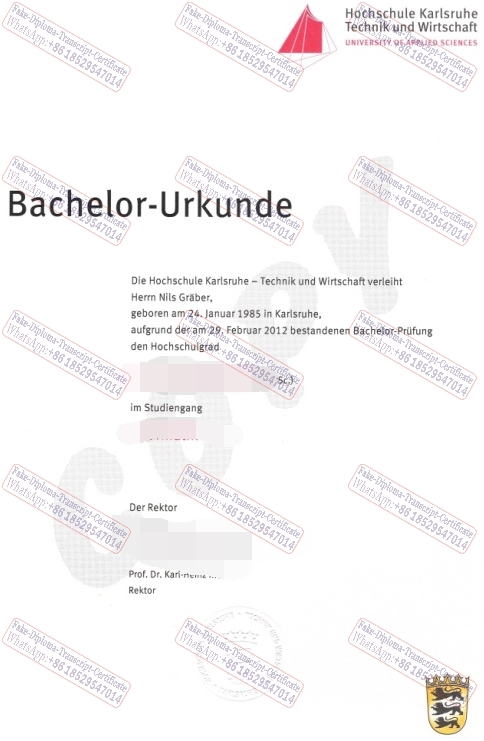 Make fake Hochschule Karlsruhe Technik und Wirtschaft Degree