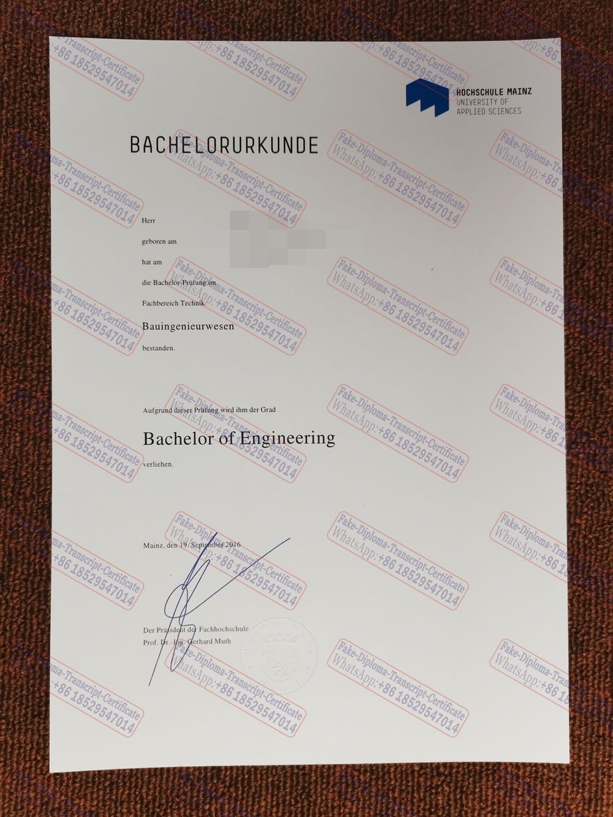 Make fake Hochschule Mainz University of Applied Sciences Diploma