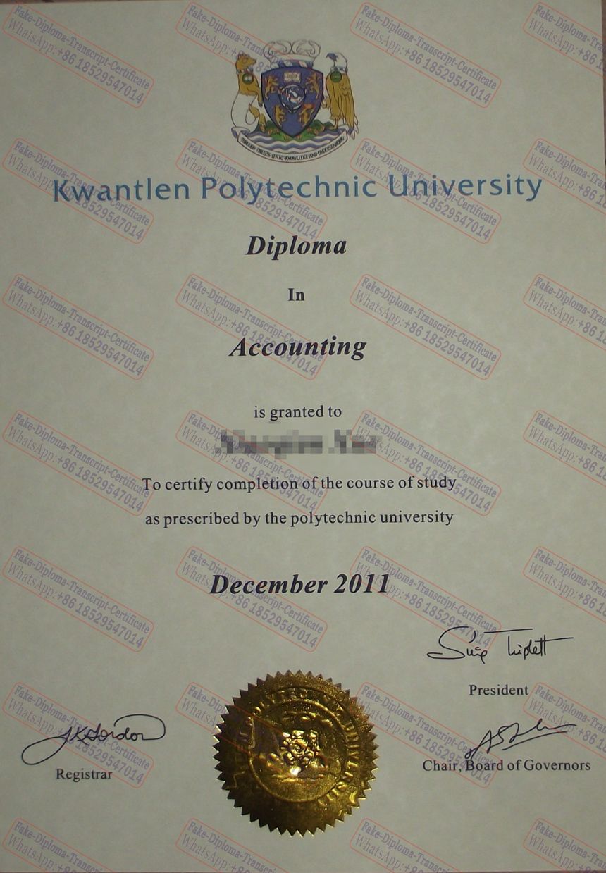 Make fake Kwantlen University of Technology Degree