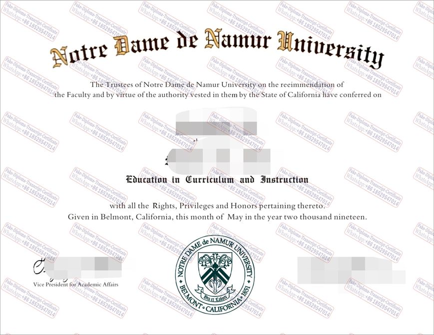 Make fake Notre Dame de Namur University Diploma