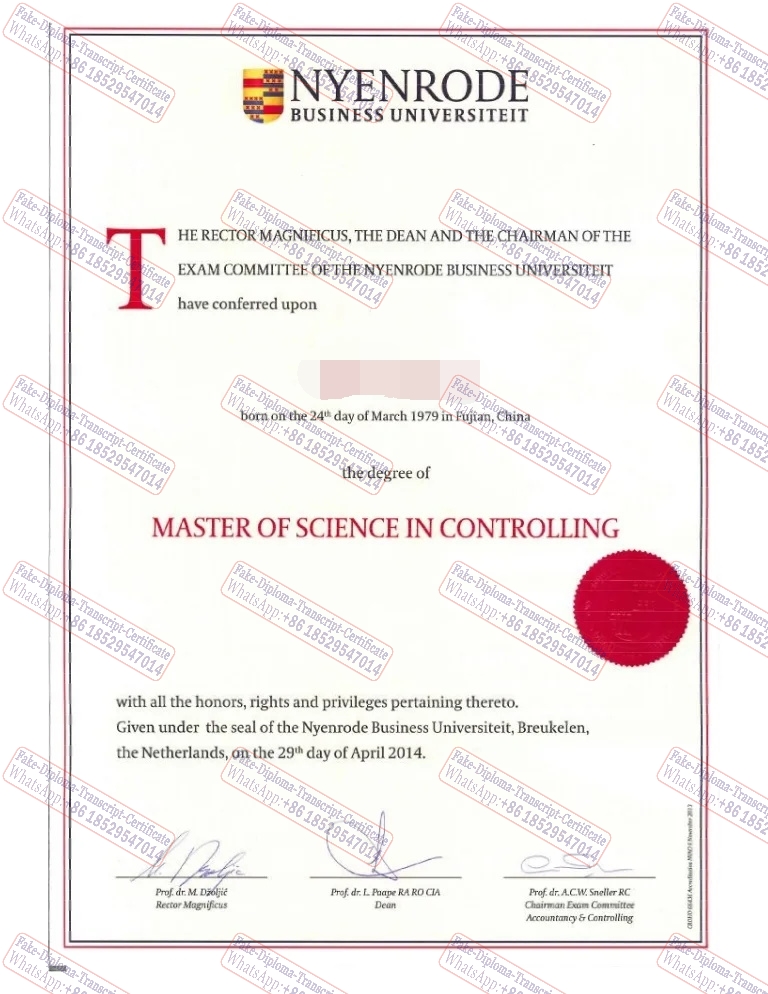 Make fake Nyenrode Business Universiteit Certificate