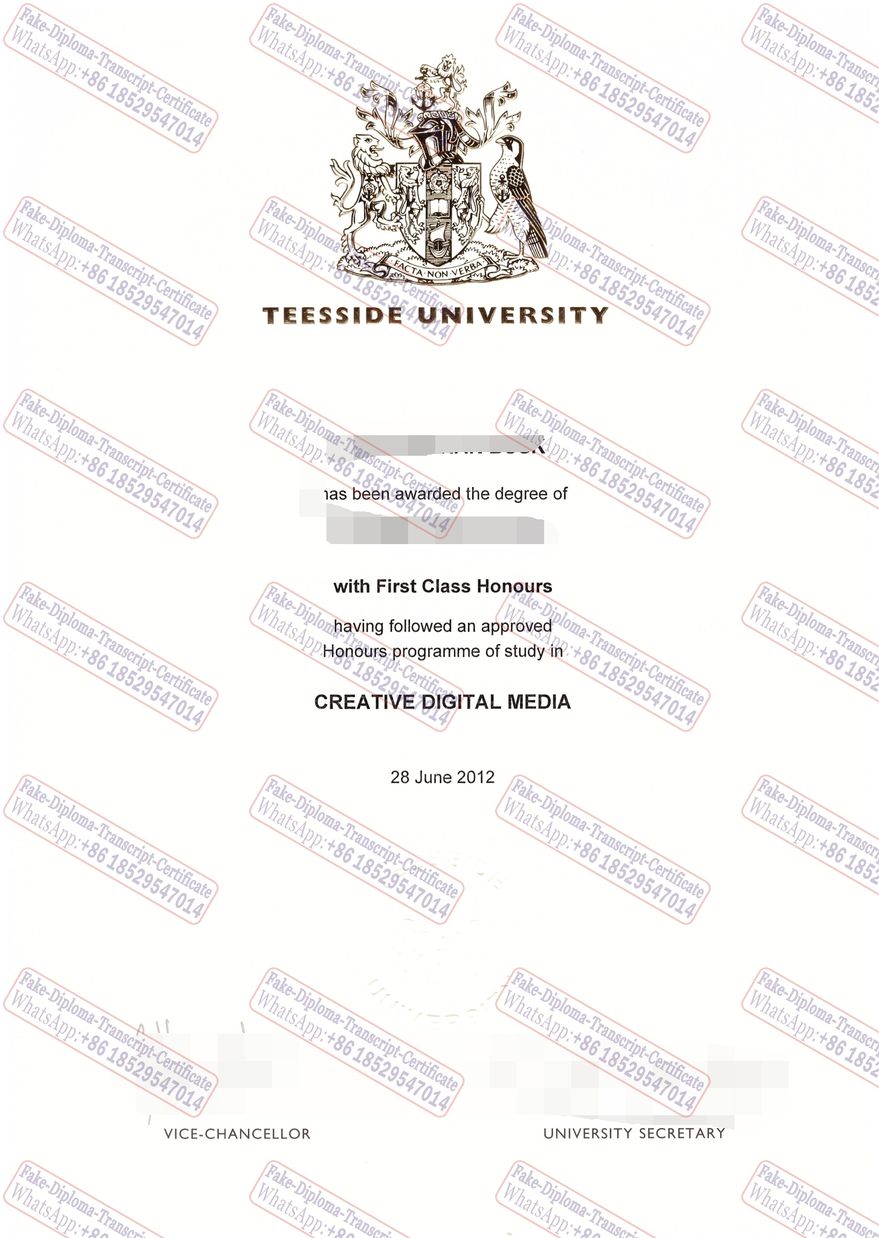 Make fake Teesside University Certificate