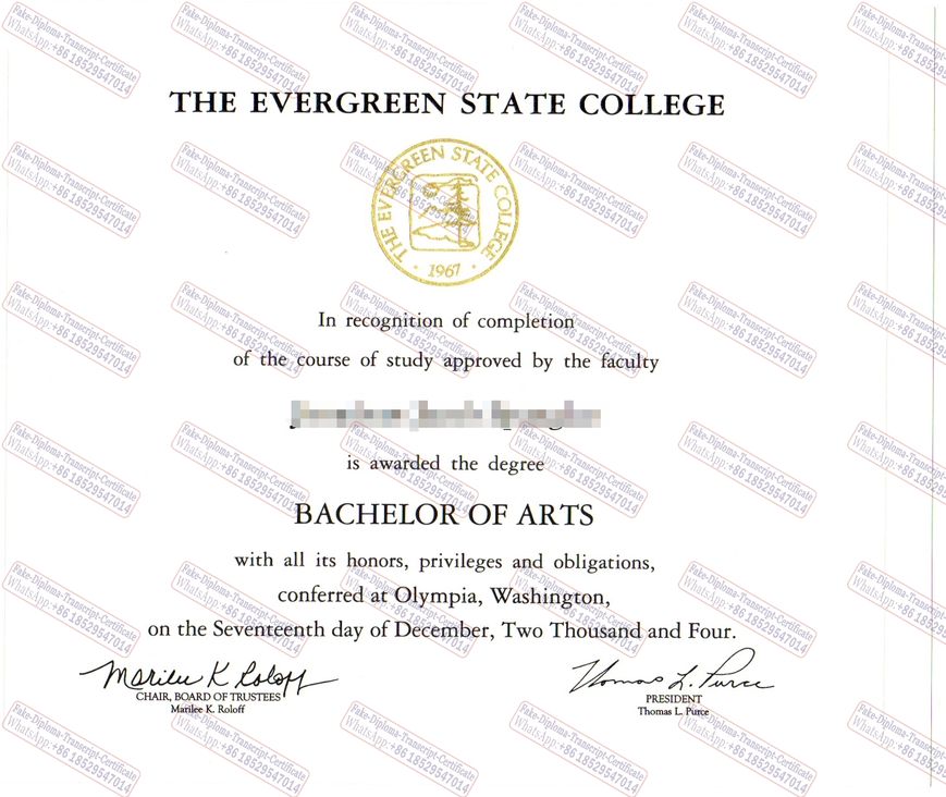 Make fake The Evergreen State College Certificate