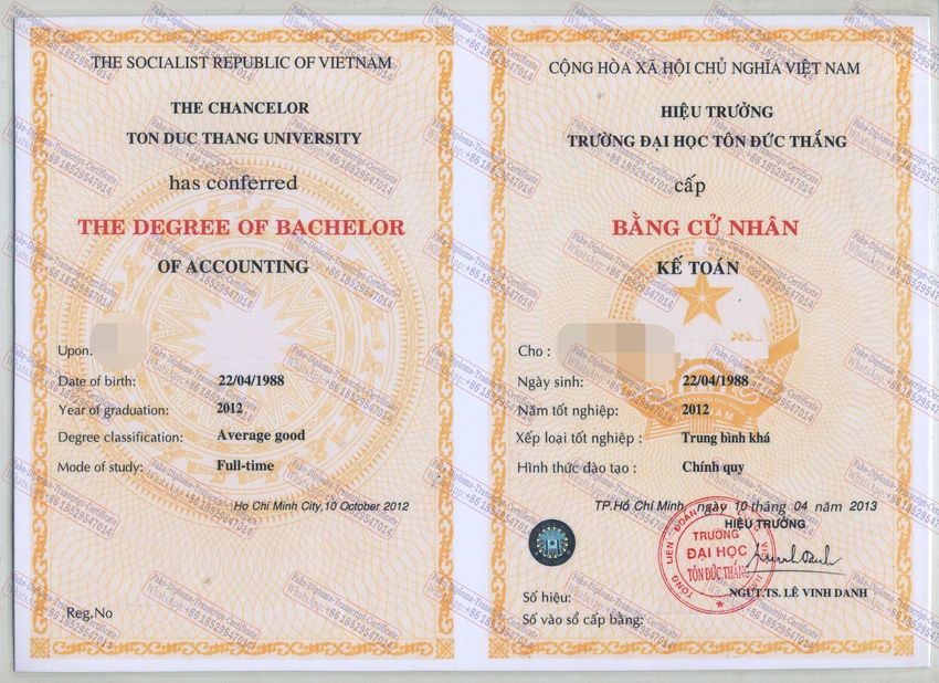 Make fake Ton Duc Thang University Certificate