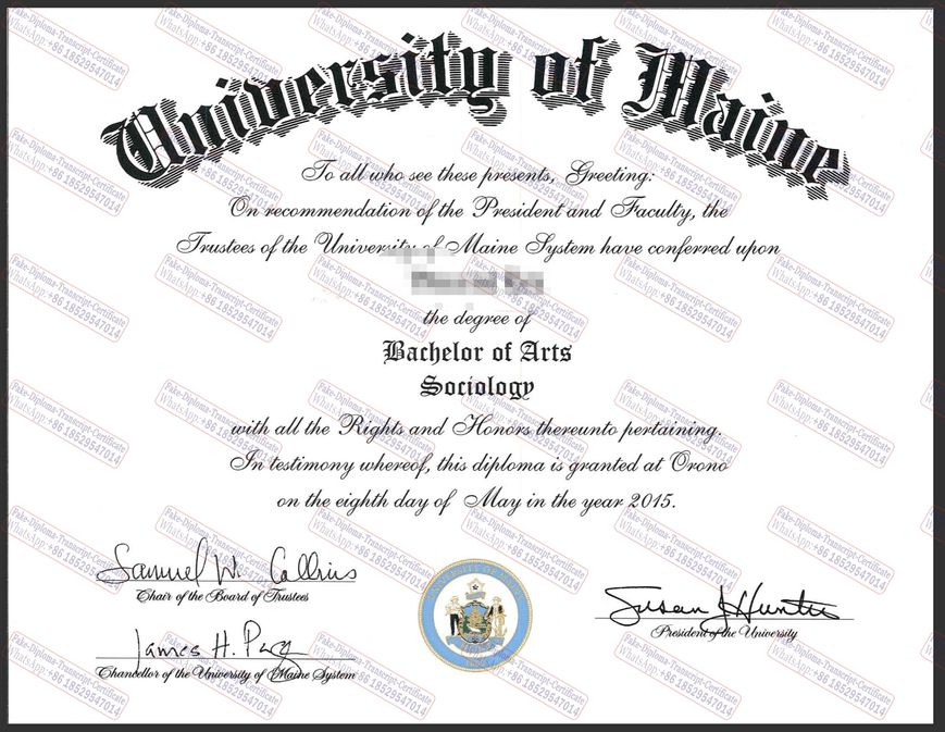 Make fake University of Maine Certificate