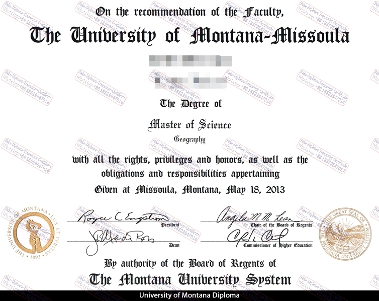 Make fake University of Montana Missoula Certificate