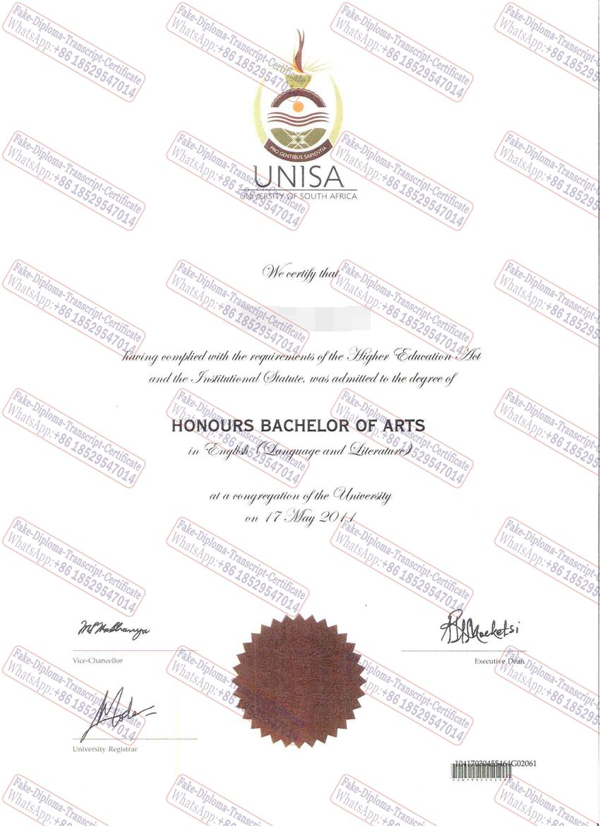 Make fake University of South Africa Certificate