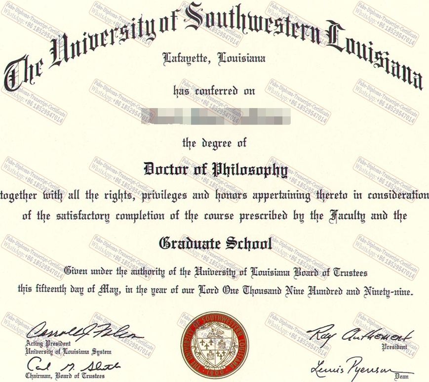 Make fake University of Southwestern Louisiana Certificate