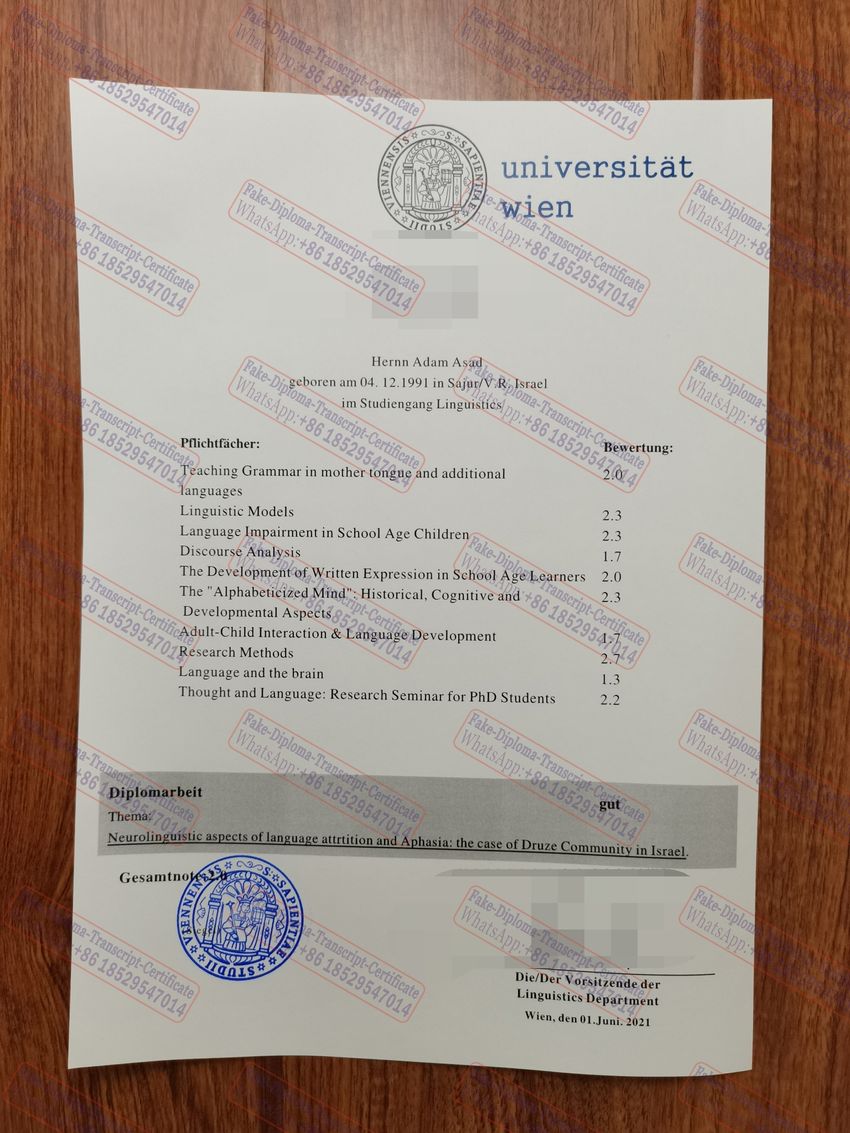 Make fake University of Vienna Certificate