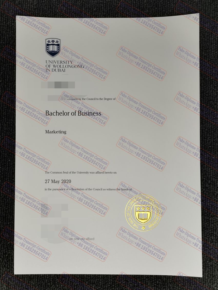 Make fake University of Wollongong in Dubai Certificate