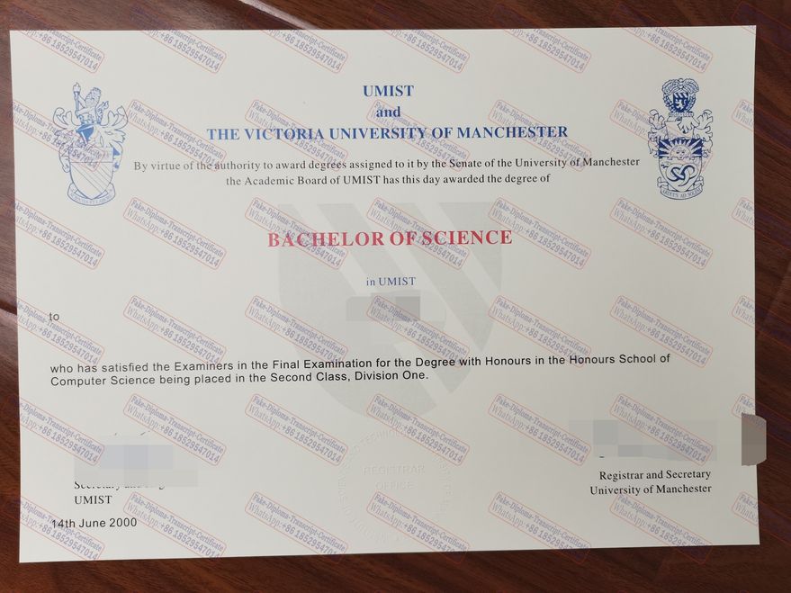 Make fake Victoria University of Manchester Certificate