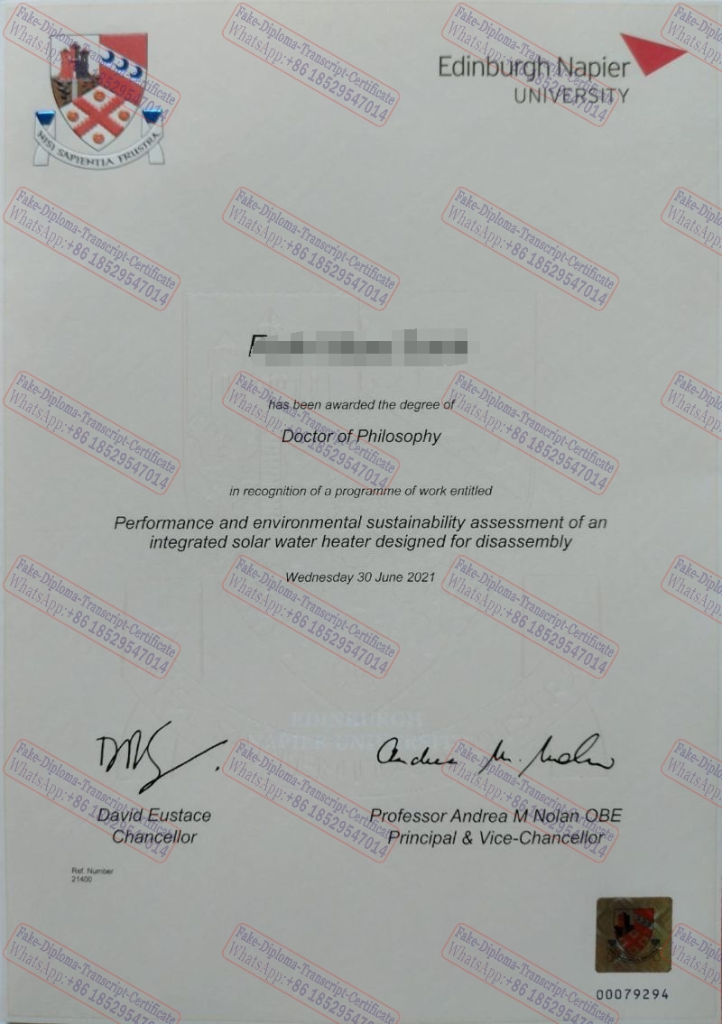 Make fake mEdinburgh Napier University Certificate